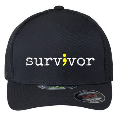 Suicide Awareness Support Symbol Recovery Survivor Semicolon Flexfit Unipanel Trucker Cap