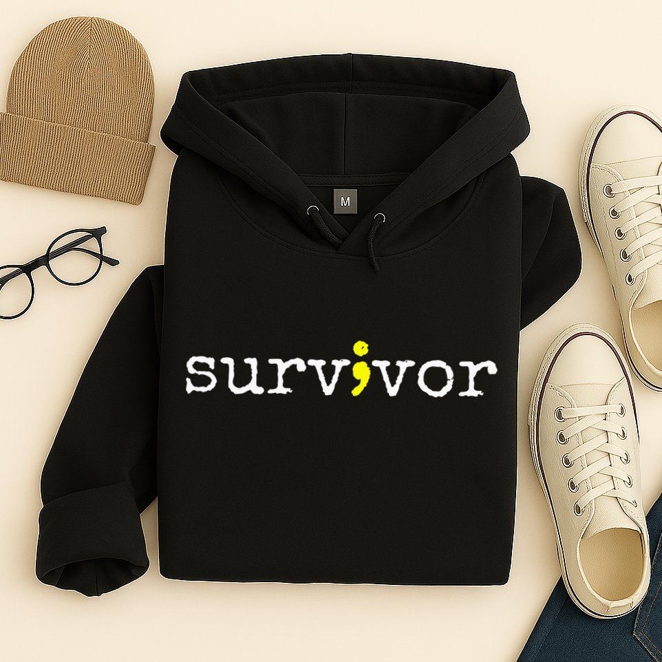 Suicide Awareness Support Symbol Recovery Survivor Semicolon Hoodie