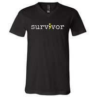 Suicide Awareness Support Symbol Recovery Survivor Semicolon V-Neck T-Shirt