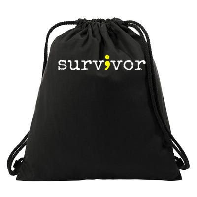 Suicide Awareness Support Symbol Recovery Survivor Semicolon Drawstring Bag