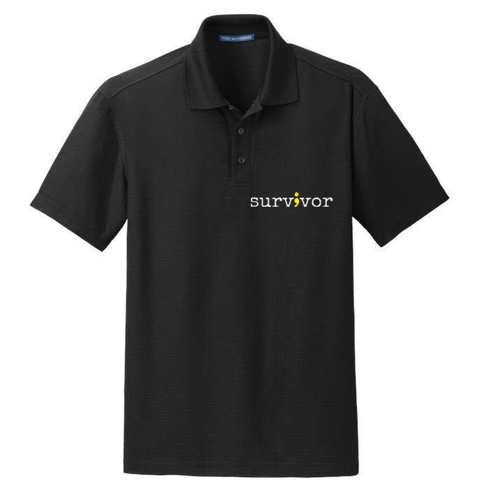 Suicide Awareness Support Symbol Recovery Survivor Semicolon Dry Zone Grid Polo