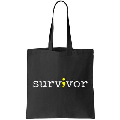 Suicide Awareness Support Symbol Recovery Survivor Semicolon Tote Bag