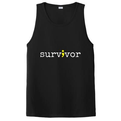 Suicide Awareness Support Symbol Recovery Survivor Semicolon PosiCharge Competitor Tank