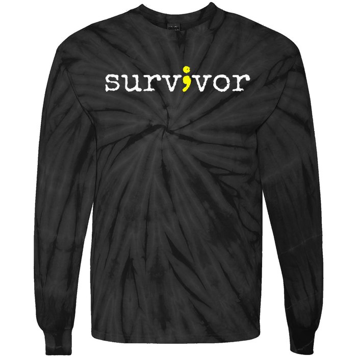 Suicide Awareness Support Symbol Recovery Survivor Semicolon Tie-Dye Long Sleeve Shirt