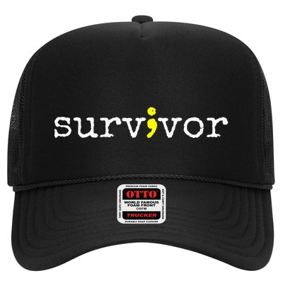 Suicide Awareness Support Symbol Recovery Survivor Semicolon Trucker Hat