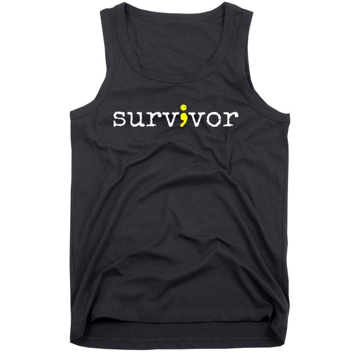 Suicide Awareness Support Symbol Recovery Survivor Semicolon Tank Top