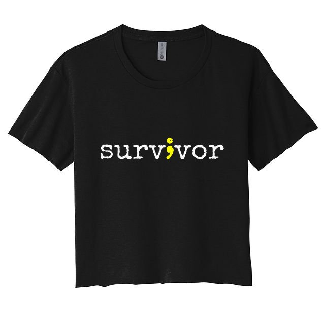 Suicide Awareness Support Symbol Recovery Survivor Semicolon Crop Top