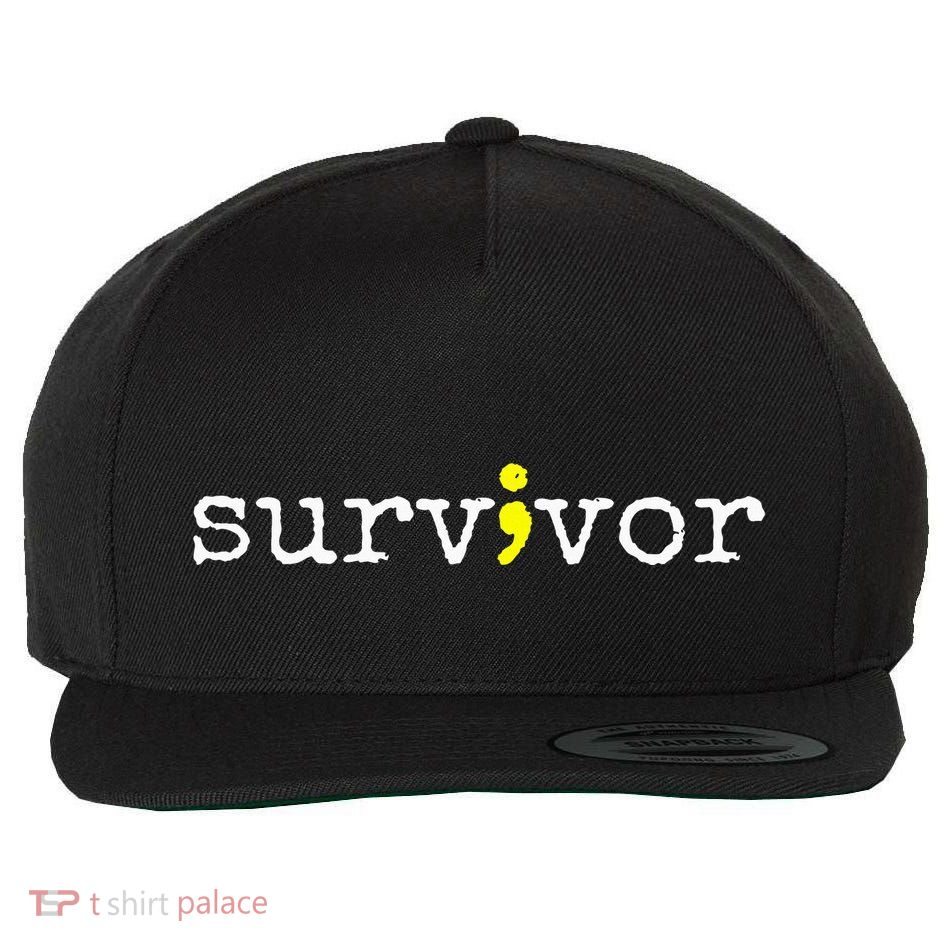 Suicide Awareness Support Symbol Recovery Survivor Semicolon Wool Snapback Cap