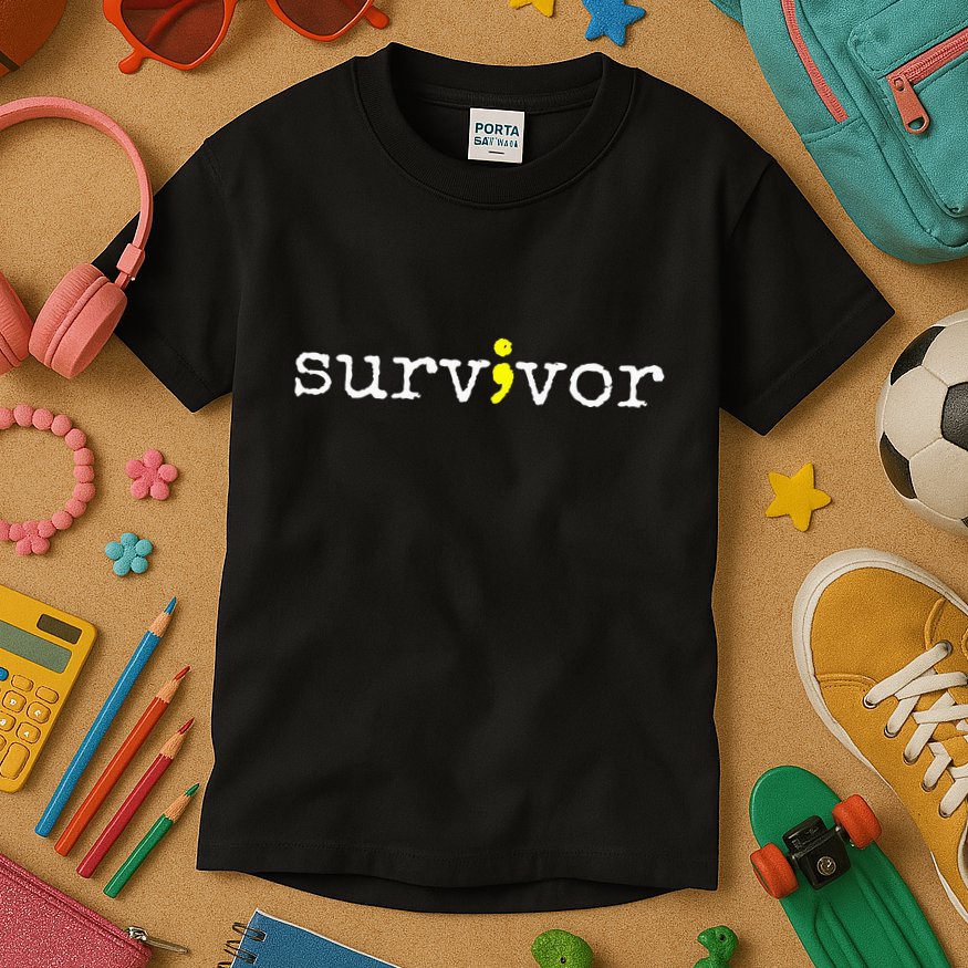 Suicide Awareness Support Symbol Recovery Survivor Semicolon Kids T-Shirt