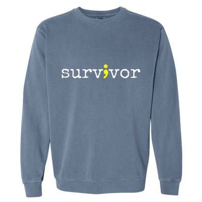 Suicide Awareness Support Symbol Recovery Survivor Semicolon Garment-Dyed Sweatshirt
