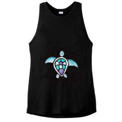 Skip A Straw Save A Turtle Watercolor Gift Ladies PosiCharge Tri-Blend Wicking Tank