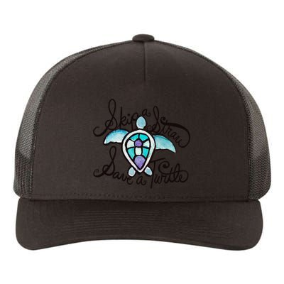 Skip A Straw Save A Turtle Watercolor Gift Yupoong Adult 5-Panel Trucker Hat