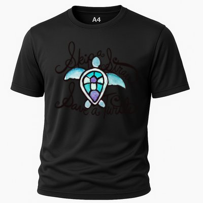 Skip A Straw Save A Turtle Watercolor Gift Performance Shirt