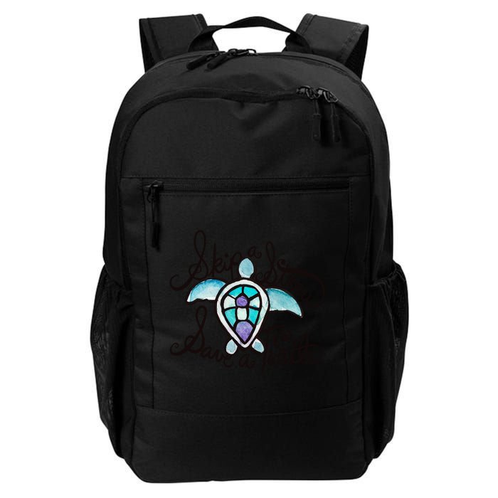 Skip A Straw Save A Turtle Watercolor Gift Backpack