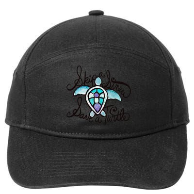Skip A Straw Save A Turtle Watercolor Gift 7-Panel Snapback Hat