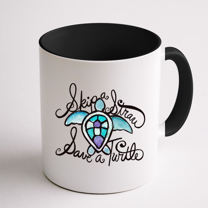 Skip A Straw Save A Turtle Watercolor Gift Mug