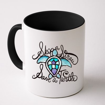 Skip A Straw Save A Turtle Watercolor Gift Mug