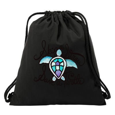 Skip A Straw Save A Turtle Watercolor Gift Drawstring Bag