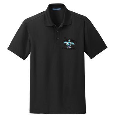 Skip A Straw Save A Turtle Watercolor Gift Dry Zone Grid Polo