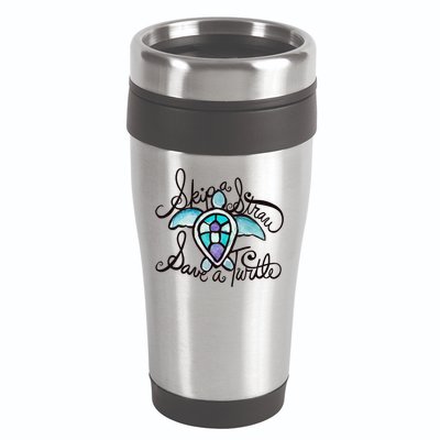Skip A Straw Save A Turtle Watercolor Gift 16oz Travel Tumbler