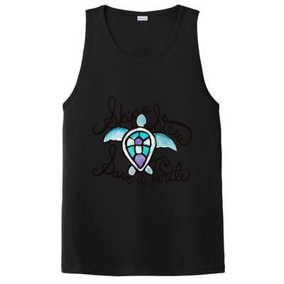 Skip A Straw Save A Turtle Watercolor Gift PosiCharge Competitor Tank