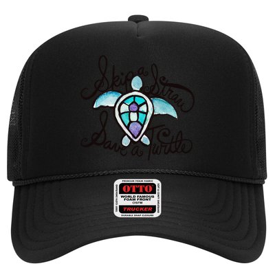 Skip A Straw Save A Turtle Watercolor Gift Trucker Hat