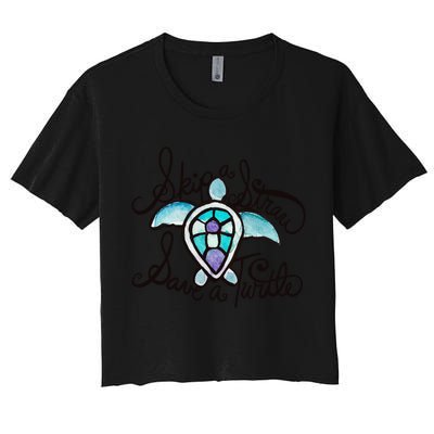 Skip A Straw Save A Turtle Watercolor Gift Crop Top