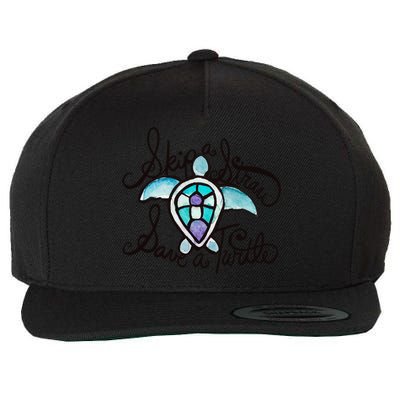 Skip A Straw Save A Turtle Watercolor Gift Wool Snapback Cap