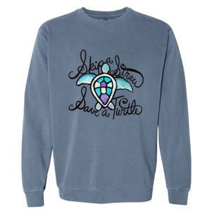 Skip A Straw Save A Turtle Watercolor Gift Garment-Dyed Sweatshirt