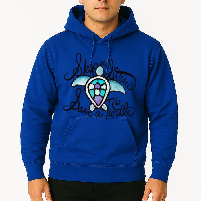 Skip A Straw Save A Turtle Watercolor Gift Hoodie