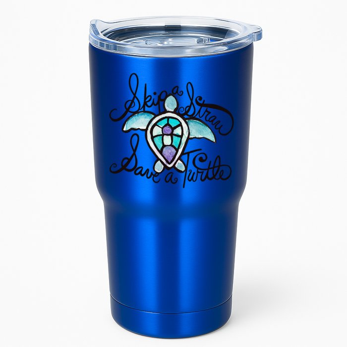 Skip A Straw Save A Turtle Watercolor Gift Tumbler