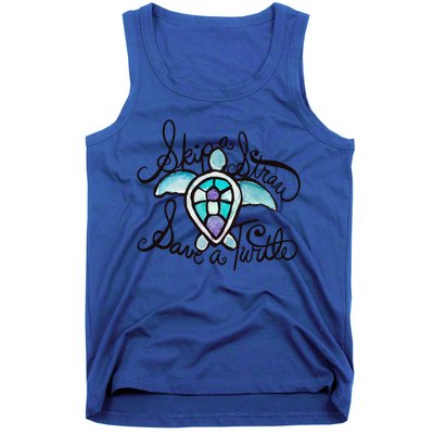 Skip A Straw Save A Turtle Watercolor Gift Tank Top