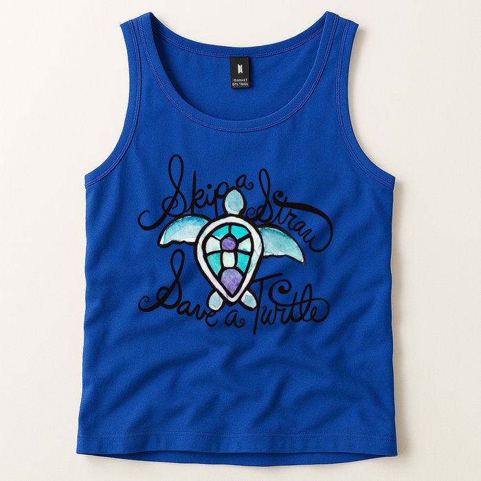 Skip A Straw Save A Turtle Watercolor Gift Tank Top