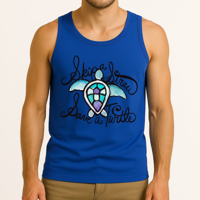 Skip A Straw Save A Turtle Watercolor Gift Tank Top