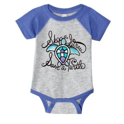 Skip A Straw Save A Turtle Watercolor Gift Infant Baby Jersey Bodysuit