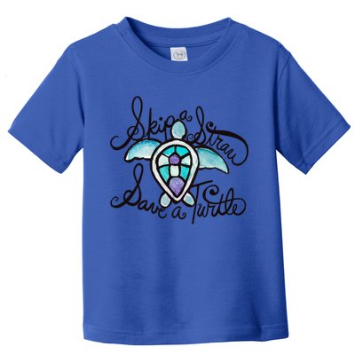 Skip A Straw Save A Turtle Watercolor Gift Toddler T-Shirt