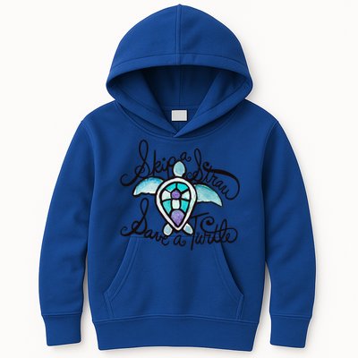 Skip A Straw Save A Turtle Watercolor Gift Kids Hoodie