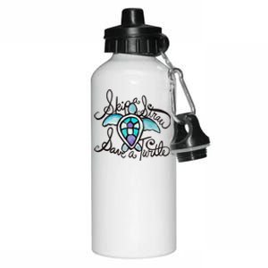 Skip A Straw Save A Turtle Watercolor Gift Aluminum Water Bottle