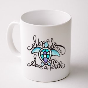 Skip A Straw Save A Turtle Watercolor Gift Coffee Mug