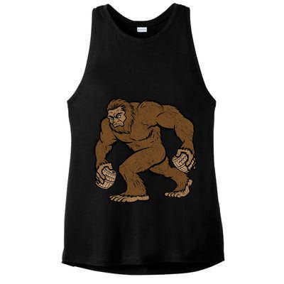 Sasquatch Bigfoot With Beer Kegs Ladies PosiCharge Tri-Blend Wicking Tank