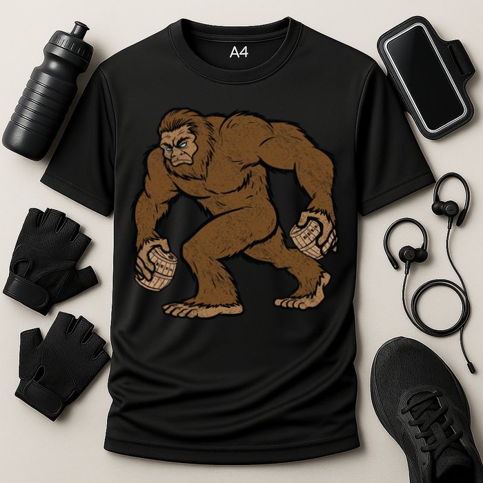 Sasquatch Bigfoot With Beer Kegs Performance Shirt