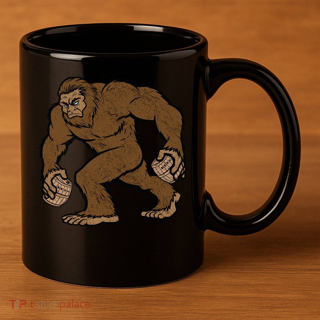 Sasquatch Bigfoot With Beer Kegs 11oz C Handle Ceramic Mug