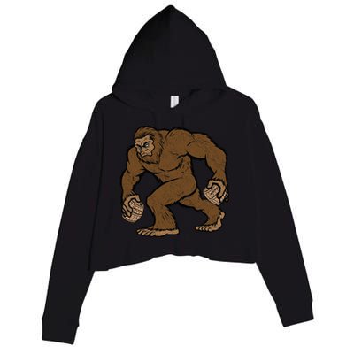 Sasquatch Bigfoot With Beer Kegs Crop Fleece Hoodie