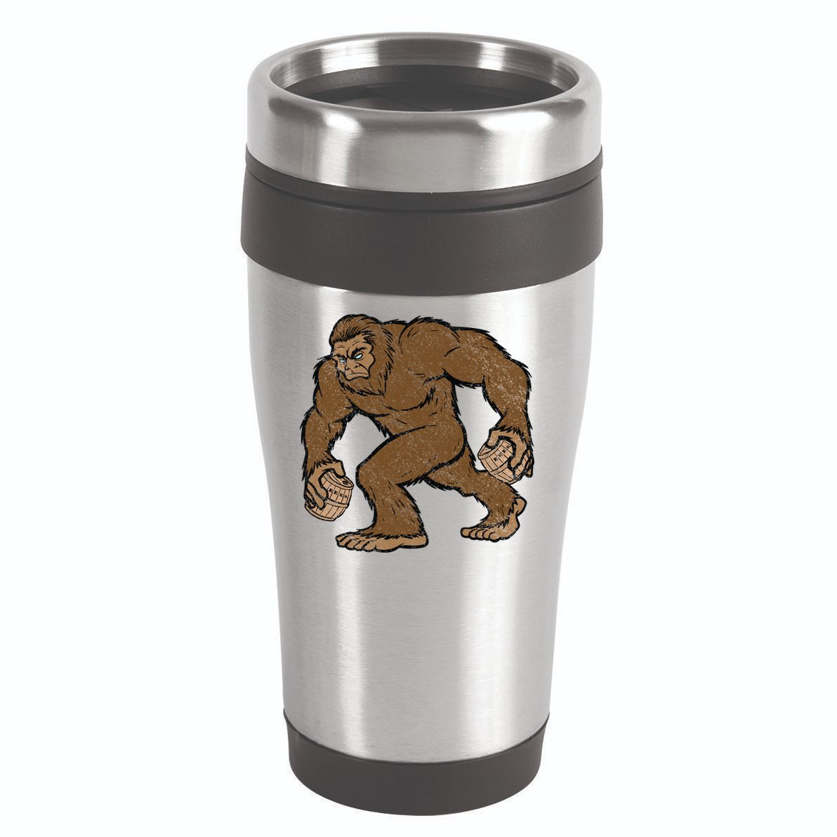 Sasquatch Bigfoot With Beer Kegs 16oz Travel Tumbler