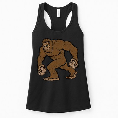 Sasquatch Bigfoot With Beer Kegs Womens Tank Top