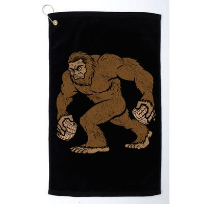 Sasquatch Bigfoot With Beer Kegs Platinum Collection Golf Towel