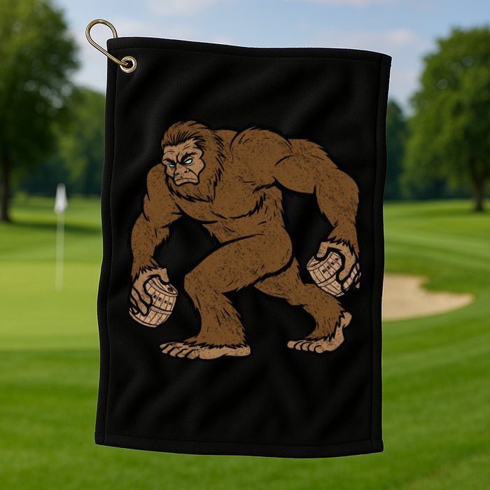 Sasquatch Bigfoot With Beer Kegs Golf Towel