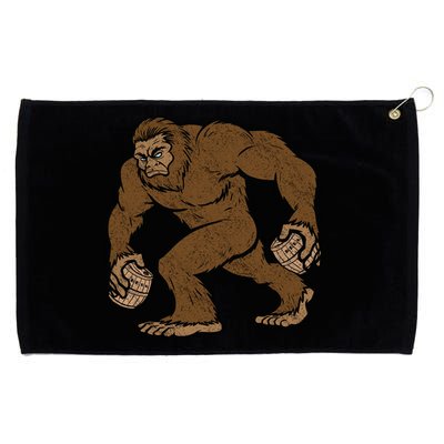 Sasquatch Bigfoot With Beer Kegs Grommeted Golf Towel