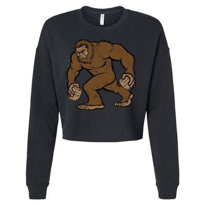 Sasquatch Bigfoot With Beer Kegs Cropped Pullover Crew
