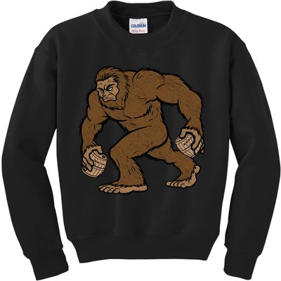 Sasquatch Bigfoot With Beer Kegs Kids Sweatshirt